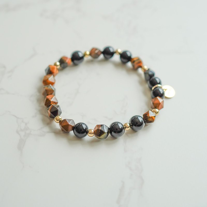 天然黄虎眼黑曜石925纯银手链 - 手链/手环 - 水晶 多色