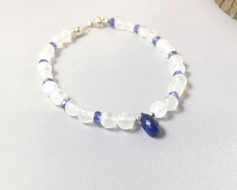 MH纯银天然石订制系列_月亮沙滩_限量1 - 手链/手环 - 宝石 蓝色