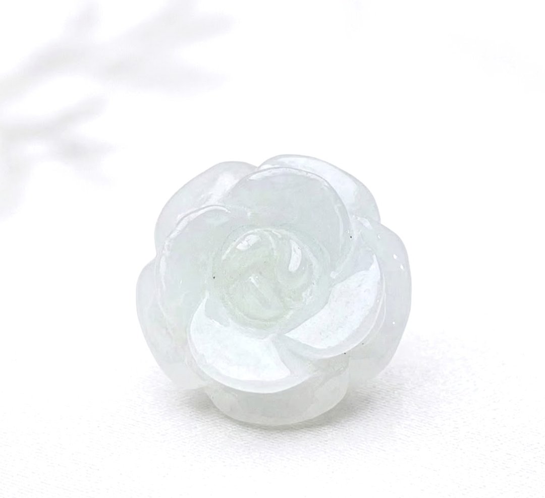 【似玉如花】冰种飘绿翡翠牡丹花 | 天然缅甸玉 A 货翡翠 | 送礼 - 手链/手环 - 玉石 绿色
