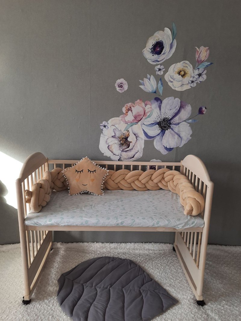 Braided crib  bumper.  Nursery crib bedding + Star pillow as a gift! - 婴儿饰品 - 棉．麻 多色