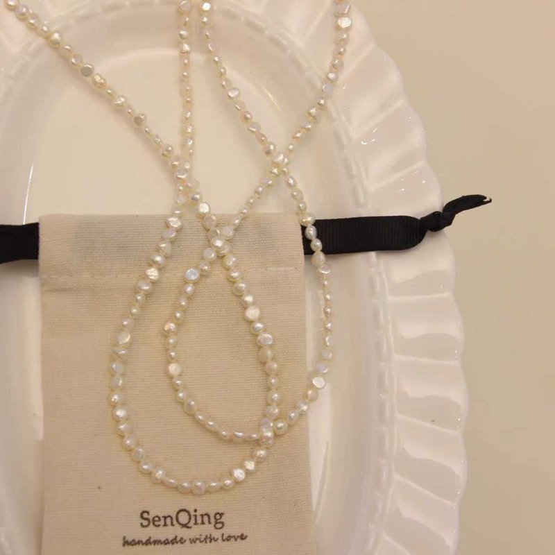 3-4mm 巴洛克珍珠项链 - 项链 - 珍珠 白色