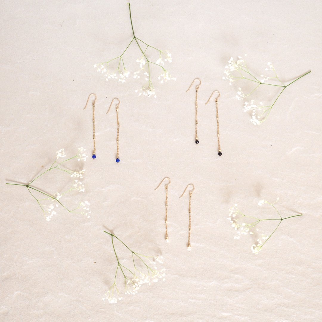 14kgf Line Earrings - 耳环/耳夹 - 其他金属 金色