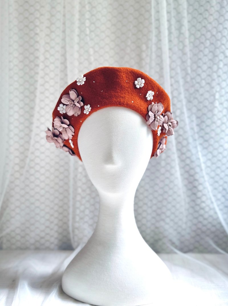 设计款手工羊毛Béret- Beatrice (Caramel) - 帽子 - 羊毛 