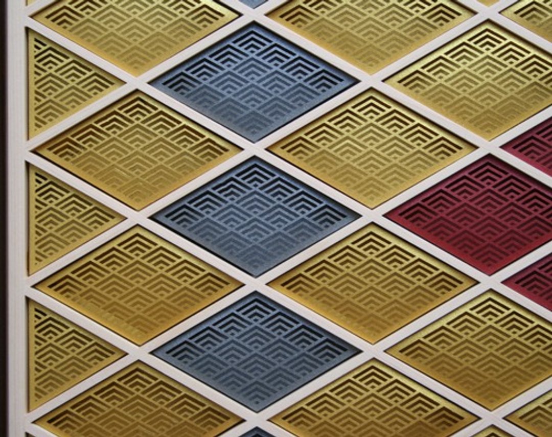 Kumiko Art Panel Komon　Kaku-Seigaiha 3 Colors No.1 - 墙贴/壁贴 - 木头 金色