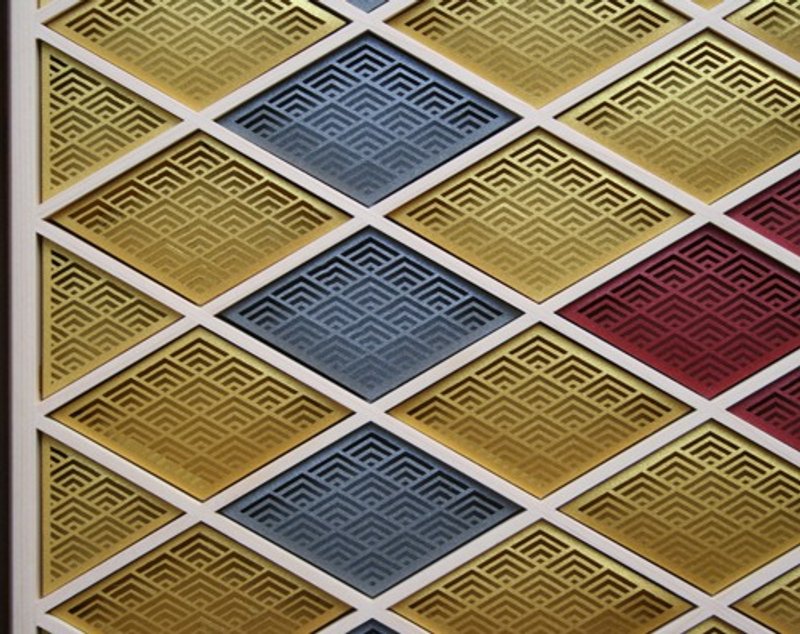 Kumiko Art Panel Komon　Kaku-Seigaiha 3 Colors No.1 - 墙贴/壁贴 - 木头 金色