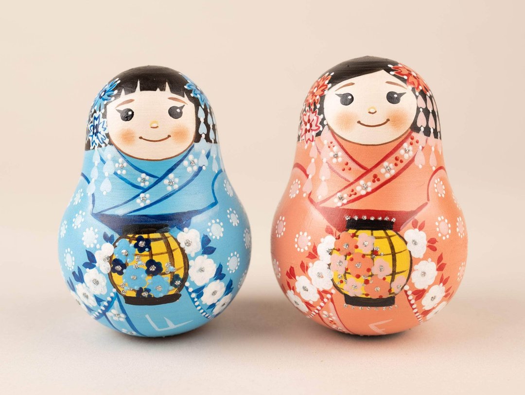 Wooden toys Roly-poly dolls for kids Tilting doll Wobbly dolls geisha - 玩具/玩偶 - 木头 