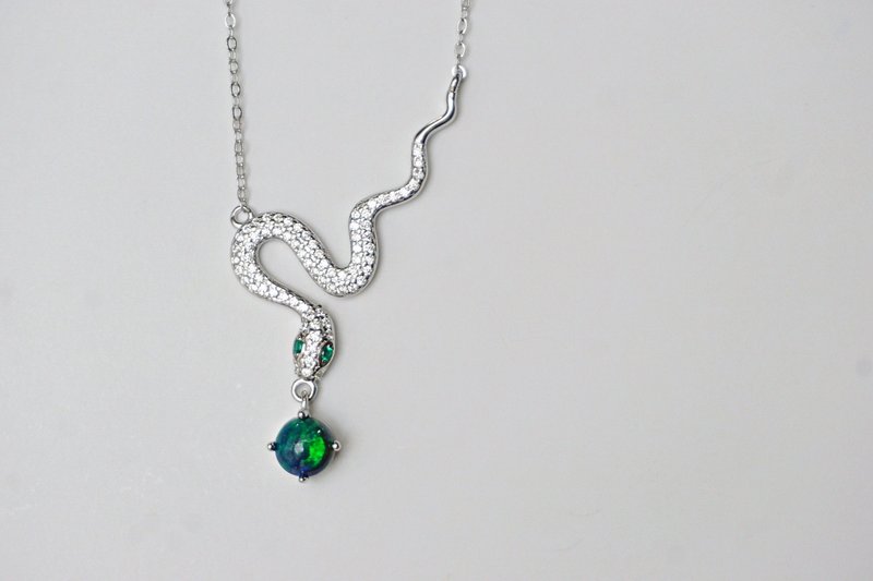 蛋白石 925 纯银 型坠饰项链 - 项链 - 纯银 多色