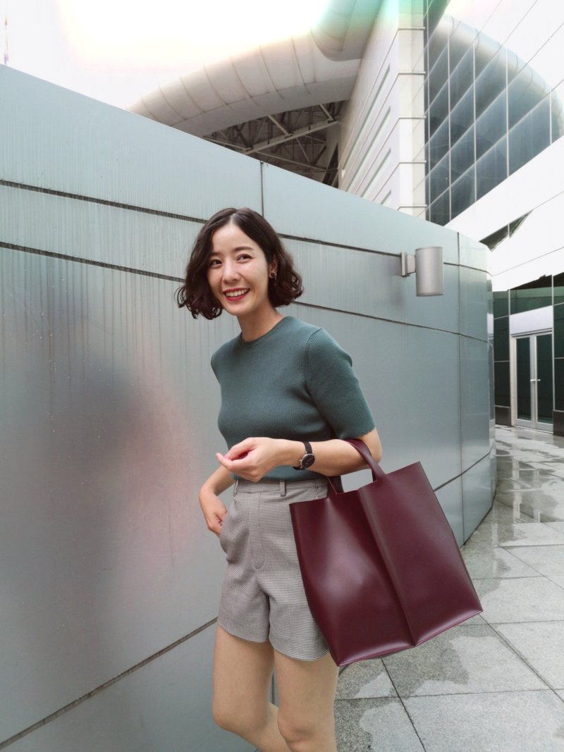 手提包 Signature tote II by WHITEOAKFACTORY - Red wine - 手提包/手提袋 - 人造皮革 红色