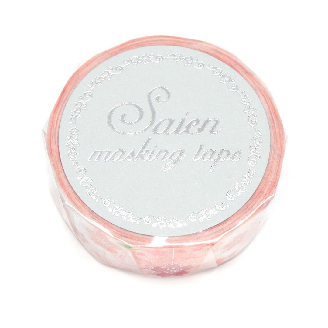【日本 SAIEN】15mm 银箔和纸胶带－樱花 Cherry Blossoms Decora - 纸胶带 - 纸 