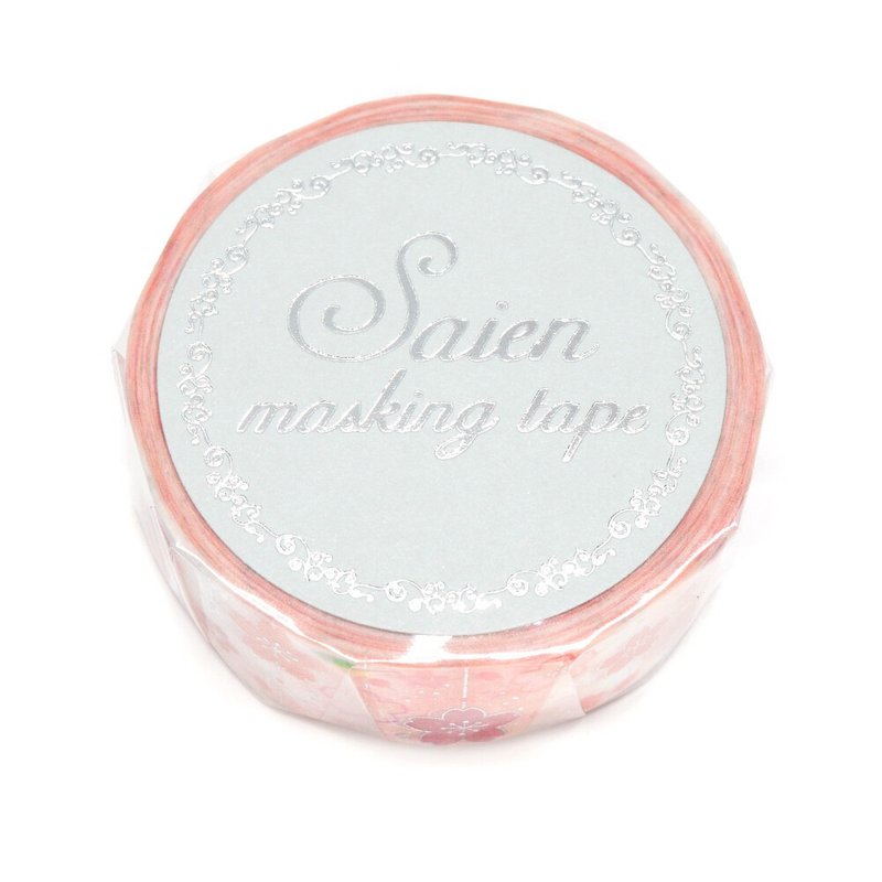 【日本 SAIEN】15mm 银箔和纸胶带－樱花 Cherry Blossoms Decora - 纸胶带 - 纸 