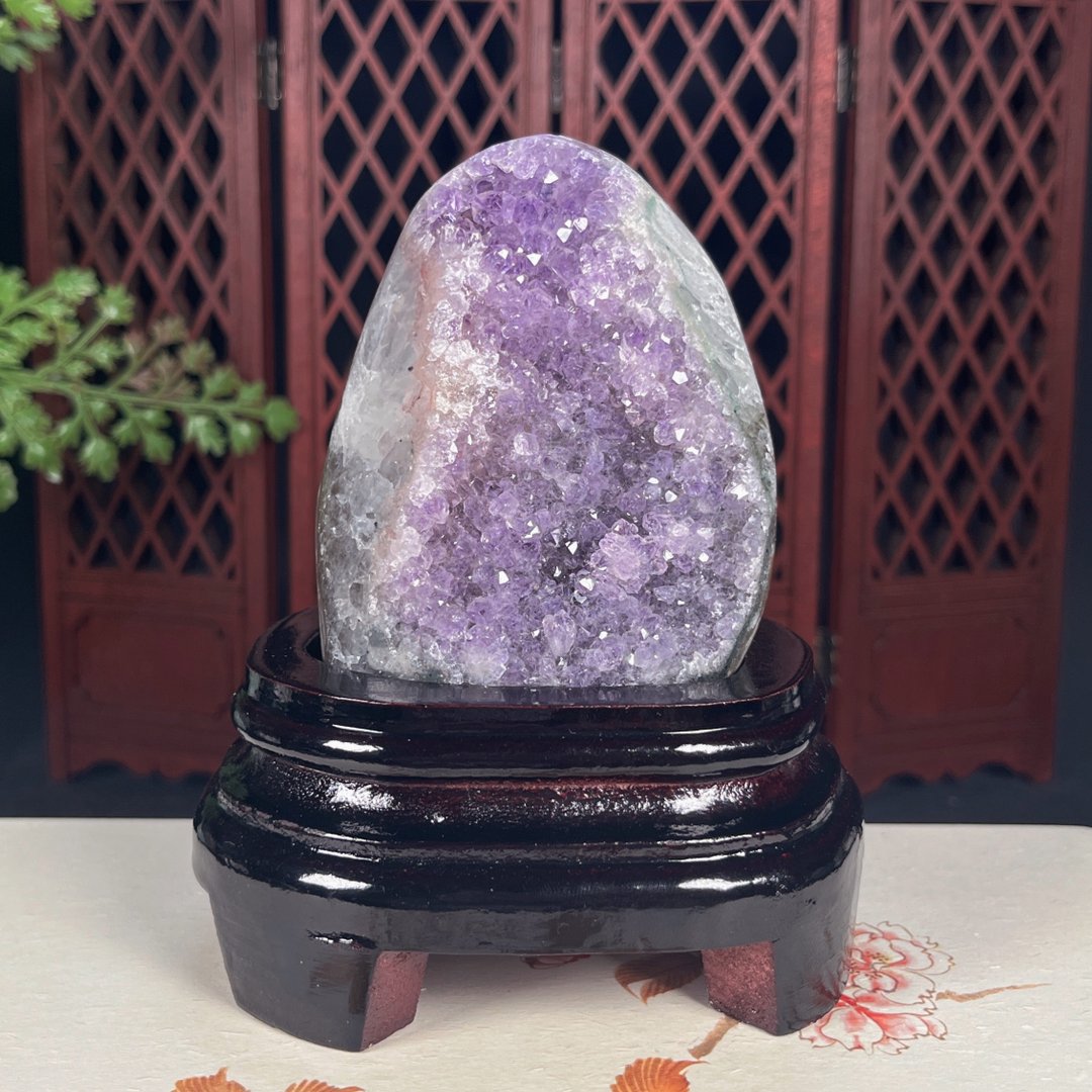 天然紫水晶原石洞簇摆件 浅紫色水晶标本 家居装饰 助势转运消磁 - 摆饰 - 水晶 紫色