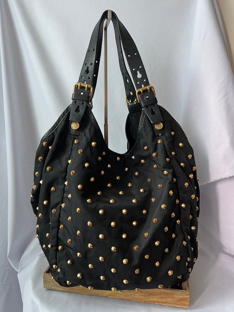 Givenchy Studded New Sacca 金色铆钉侧斜背包手提袋 日本中古 - 侧背包/斜挎包 - 其他材质 黑色