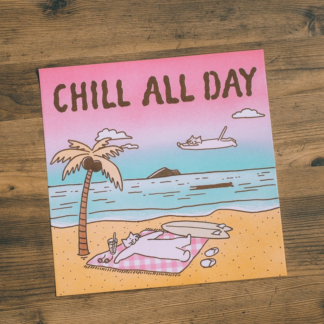 MEOWSIC CLUB 专辑封面海报-Chill All Day - 卡片/明信片 - 纸 多色