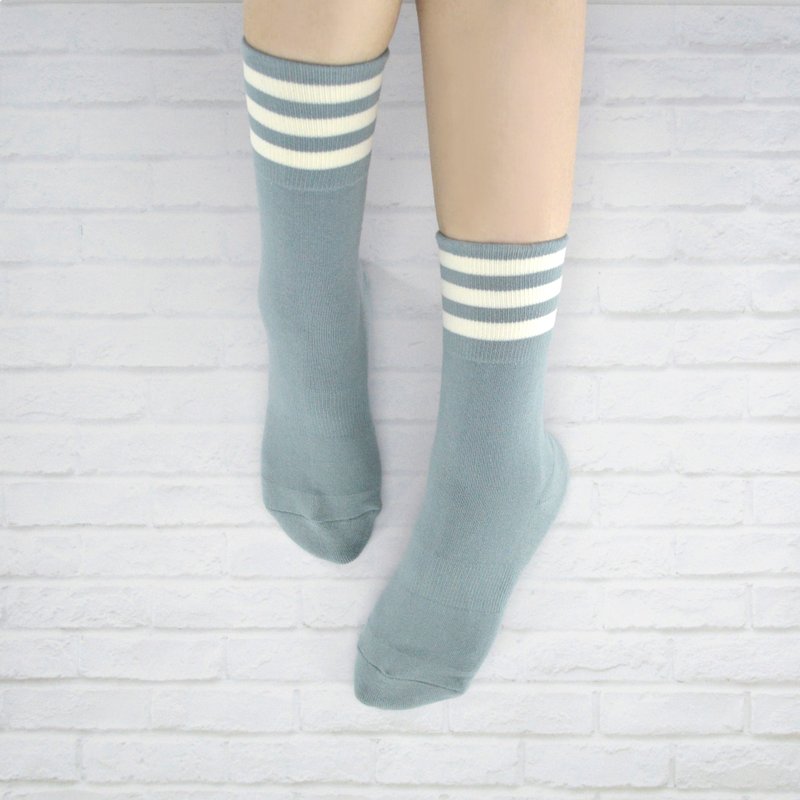 //轻毛巾//无痕袜口条纹轻毛巾底气垫运动袜 - 袜子 - 棉．麻 