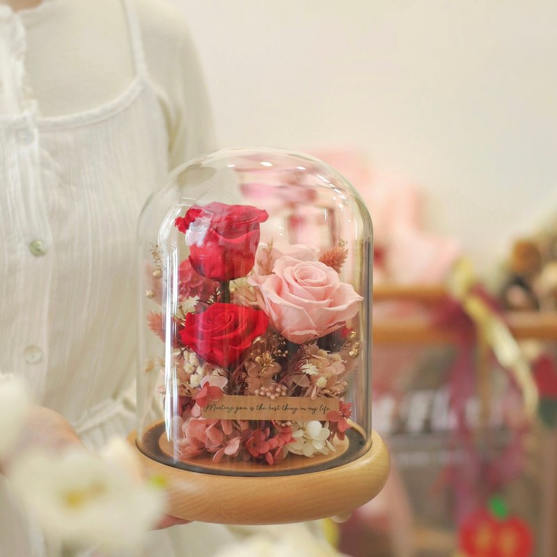 纪念日/情人节/生日/女朋友礼物 - 红玫瑰玻璃瓶花摆设/不凋花 - 干燥花/捧花 - 玻璃 蓝色