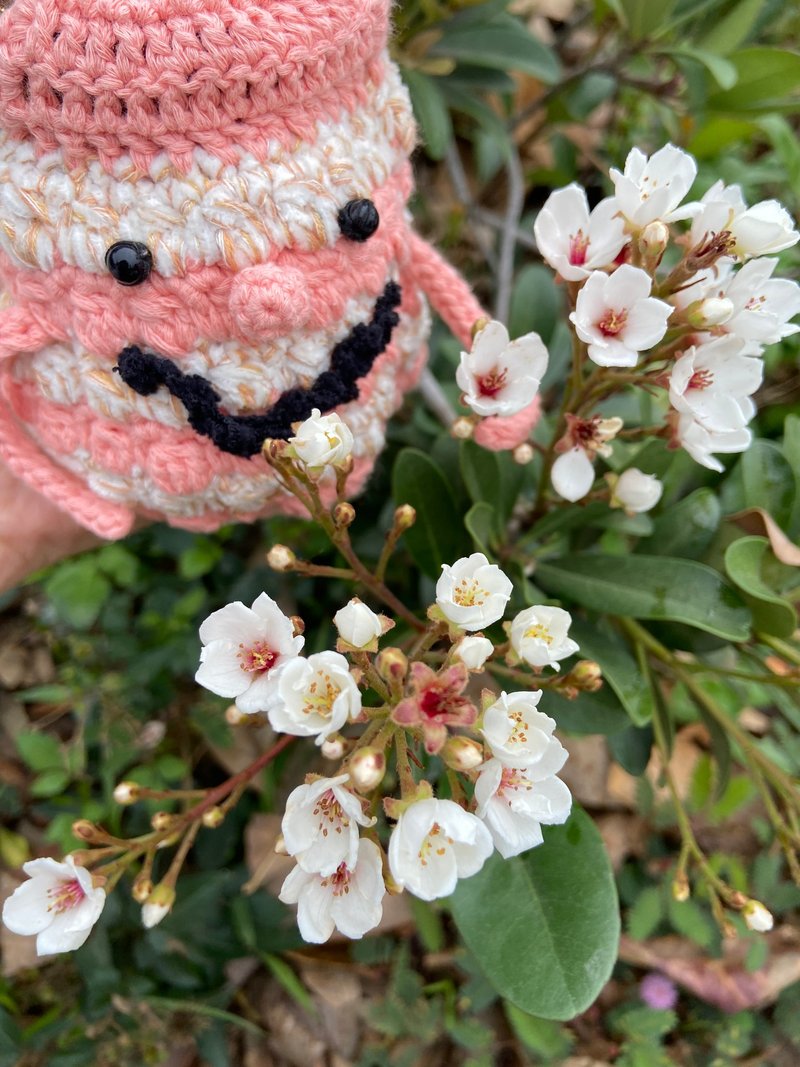 头毛两撇束口袋 独一无二 手工 编织 - 束口袋双肩包 - 棉．麻 粉红色