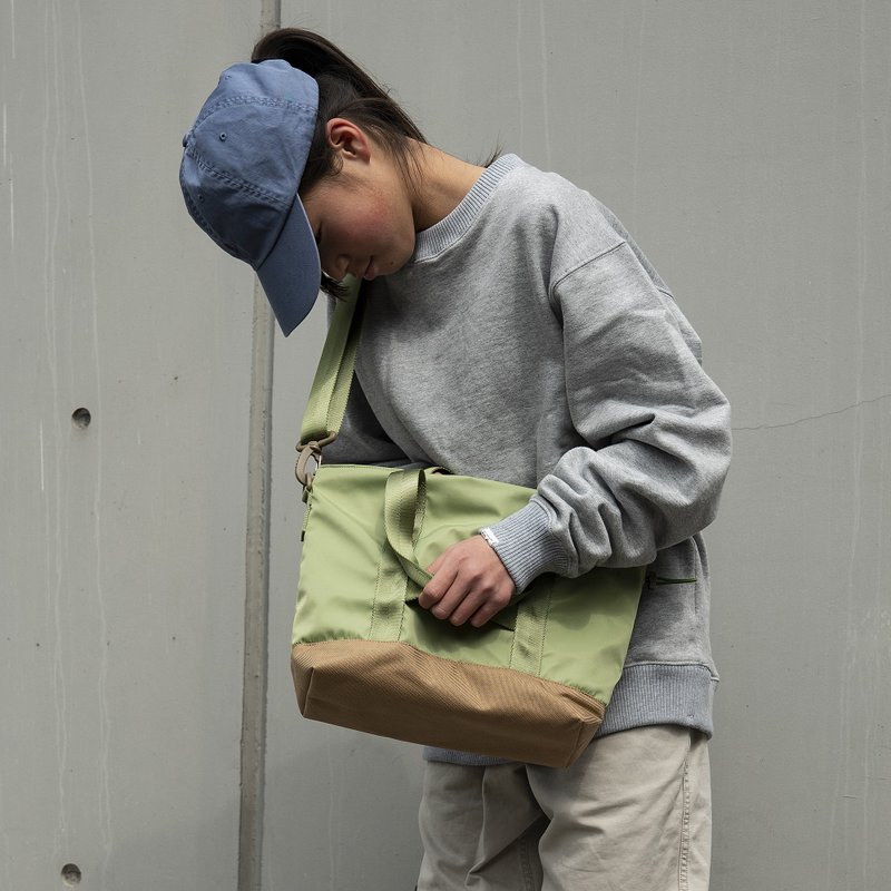 Tote+ 复古托特包 大容量 轻便防水 斜挎手提 優質尼龍 牛油果綠 - 侧背包/斜挎包 - 尼龙 