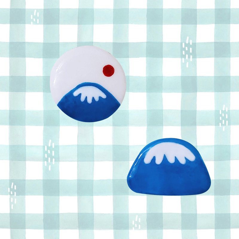 富士山 陶瓷别针 - 胸针 - 陶 蓝色