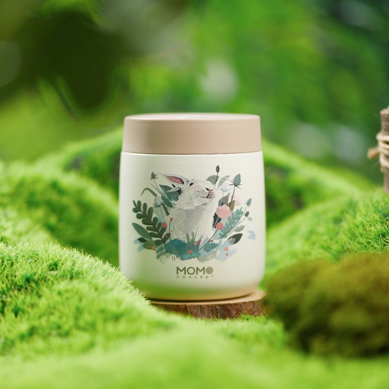 限定 | 日本 MOMOCONCEPT 魔法花园兔 小立方保温杯 260ml - 保温瓶/保温杯 - 不锈钢 白色