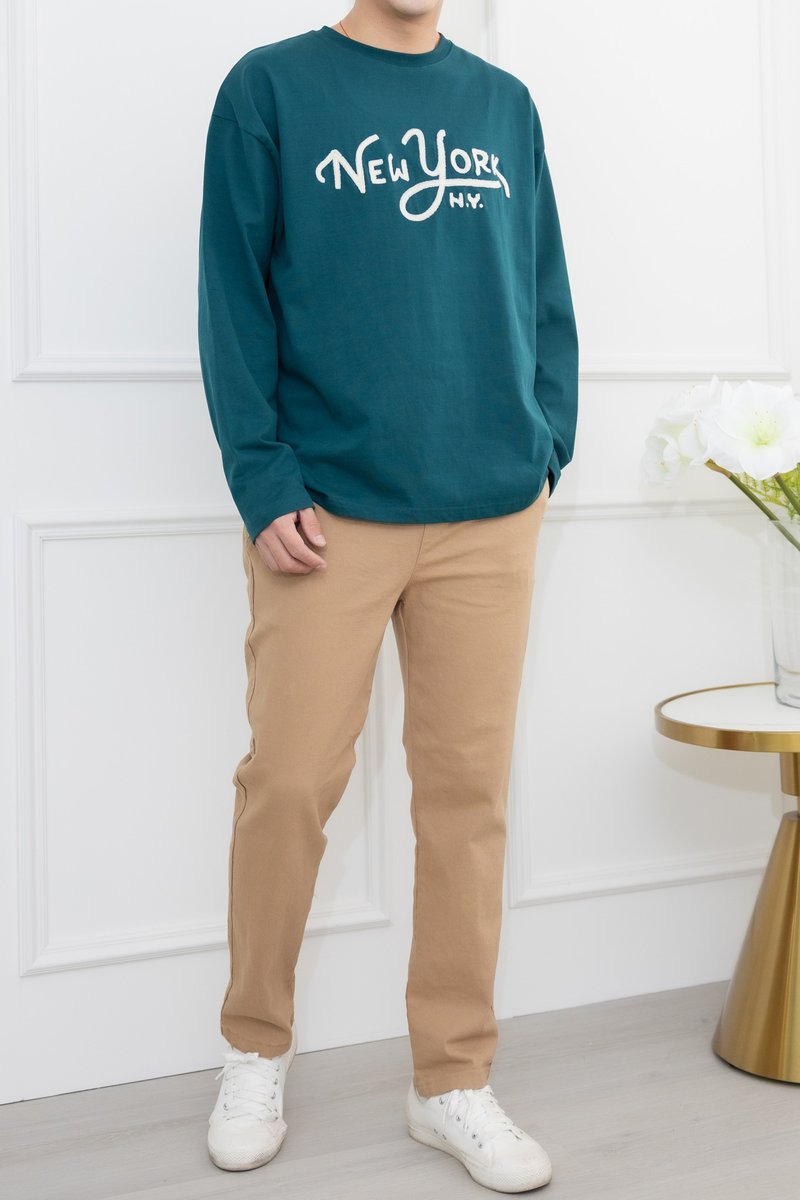 纽约电绣字长袖上衣 绿色 - 中性连帽卫衣/T 恤 - 其他材质 绿色