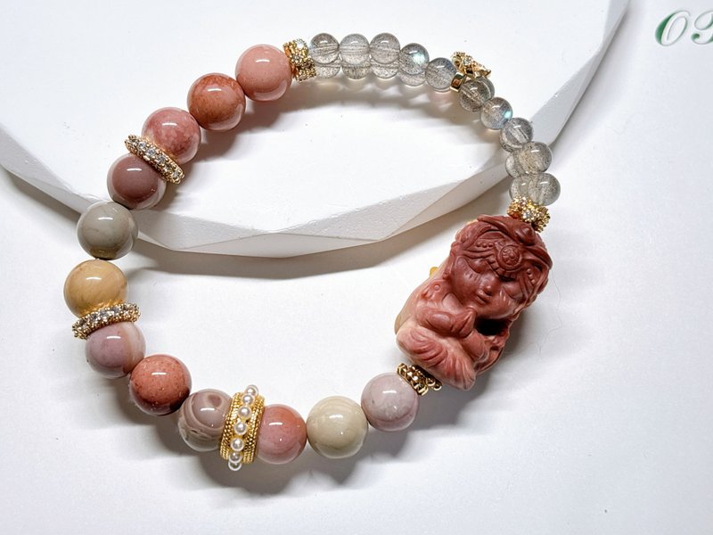 沙月守护 l 扎基拉姆。设计款手环 l 阿拉善玛瑙。14k包金配件 - 手链/手环 - 玉石 多色