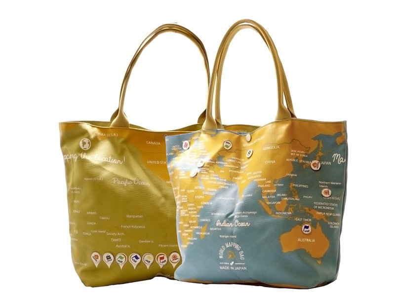 World Mapping Bag - 手提包/手提袋 - 棉．麻 