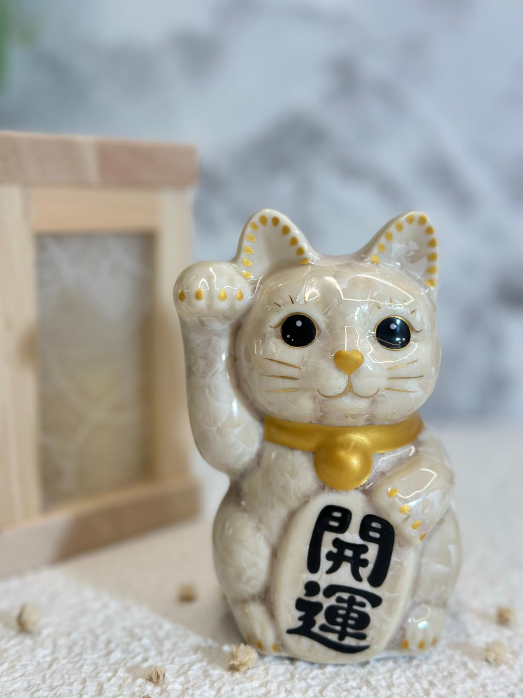 京烧 清水烧 |花结晶 迷你 卡其 右手 开运 - 摆饰 - 陶 