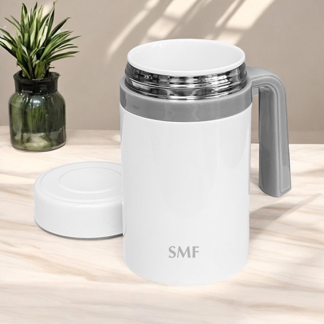 SMF 骨瓷保温杯握把款喝护杯 475ml B61475 - 保温瓶/保温杯 - 瓷 白色