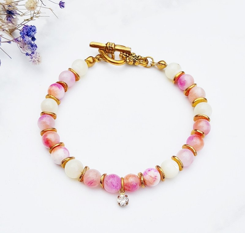 <迷幻恋情-永恒 >  波斯玉x贝壳手链  天然石手创 定制 极简几何  - 手链/手环 - 宝石 白色