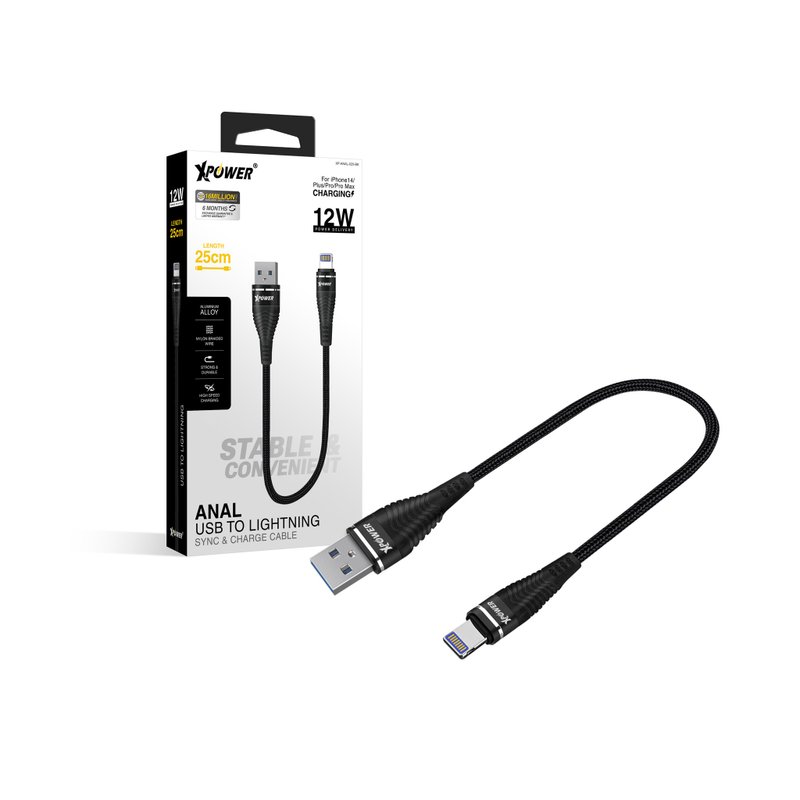 XPower ANAL 25cm铝合金高速传输充电USB to Lightning线 - 充电宝/传输线 - 其他金属 黑色