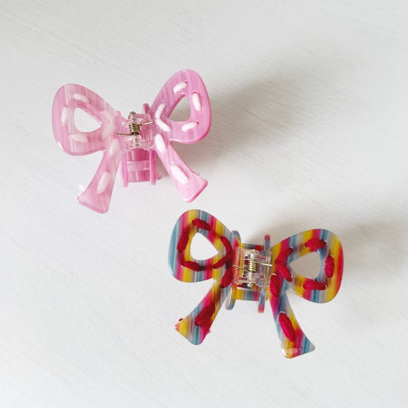 蝴蝶结毛线小抓夹 - 发饰 - 其他材质 