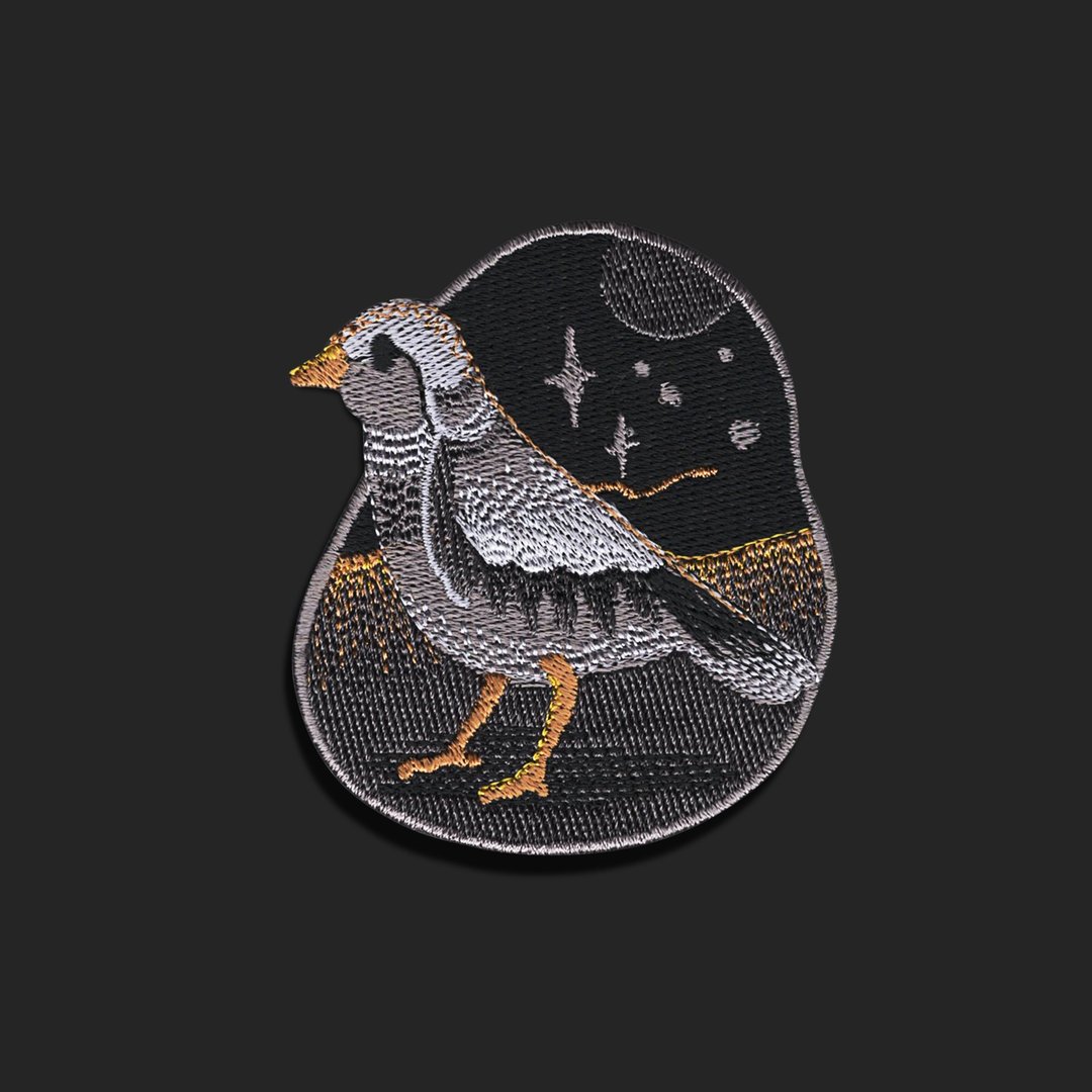 "Bird" Patch Design - 纹身贴 - 绣线 灰色