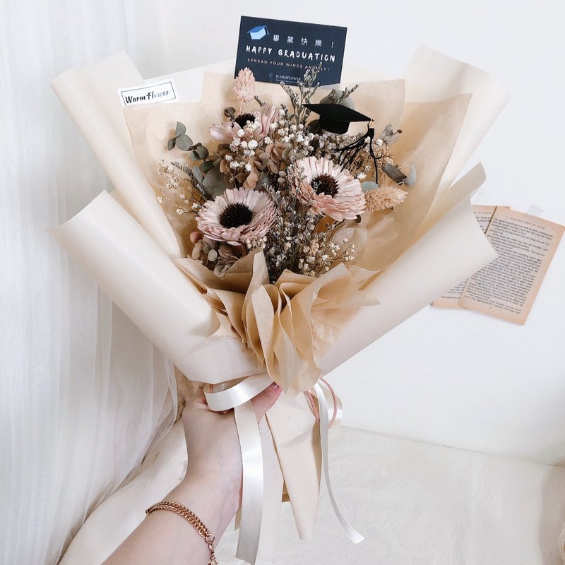 毕业花束 ー 祝福 | 干燥花束/永生花束/大花束(多款) - 干燥花/捧花 - 植物．花 粉红色