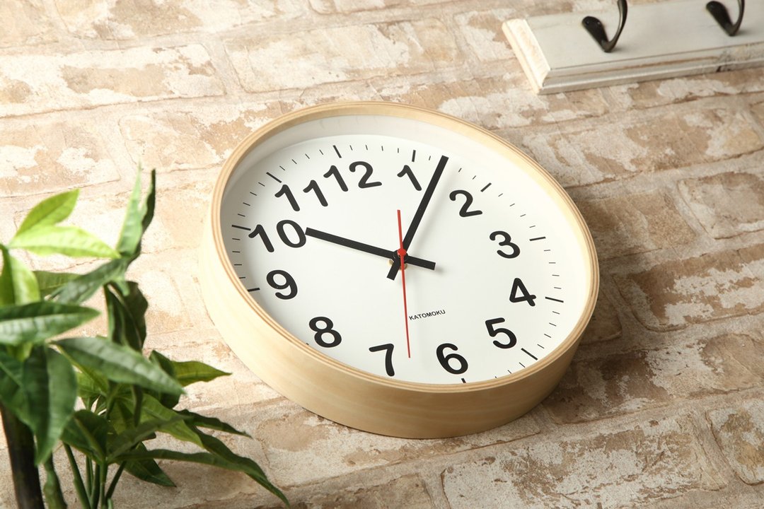 KATOMOKU plywood clock 2 自然色 (km-42N) 挂钟 日本制造 - 时钟/闹钟 - 木头 卡其色