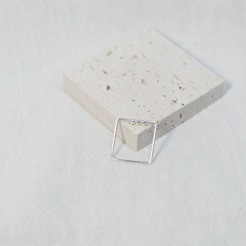 几何方形925纯银戒指 | 尾戒 | 滚滚方戒 - 戒指 - 纯银 银色