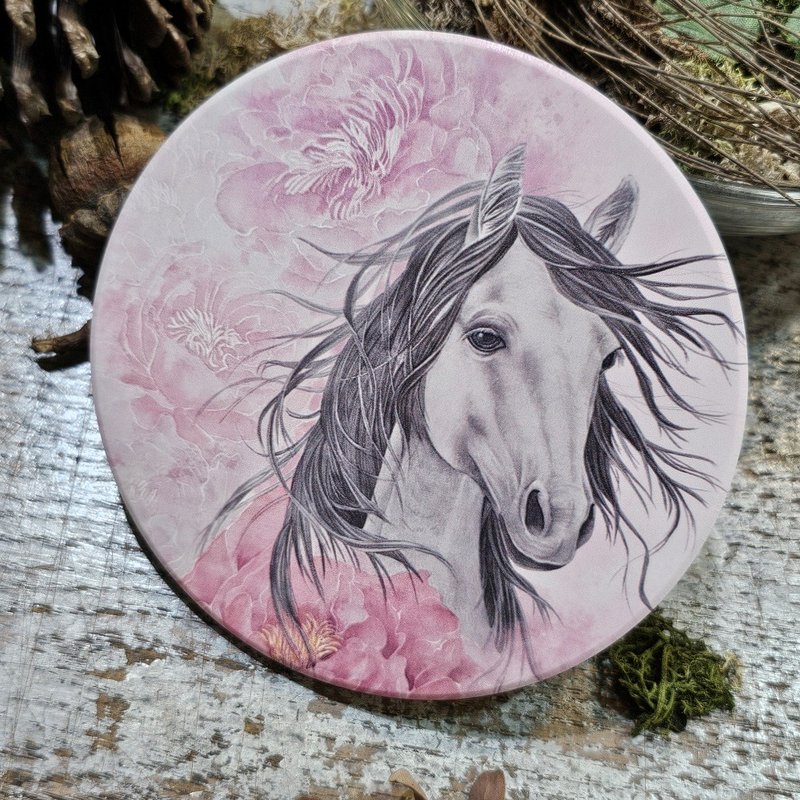 莺歌陶瓷杯垫 牡丹之御 现货 马年 富贵 送礼 - 杯垫 - 陶 