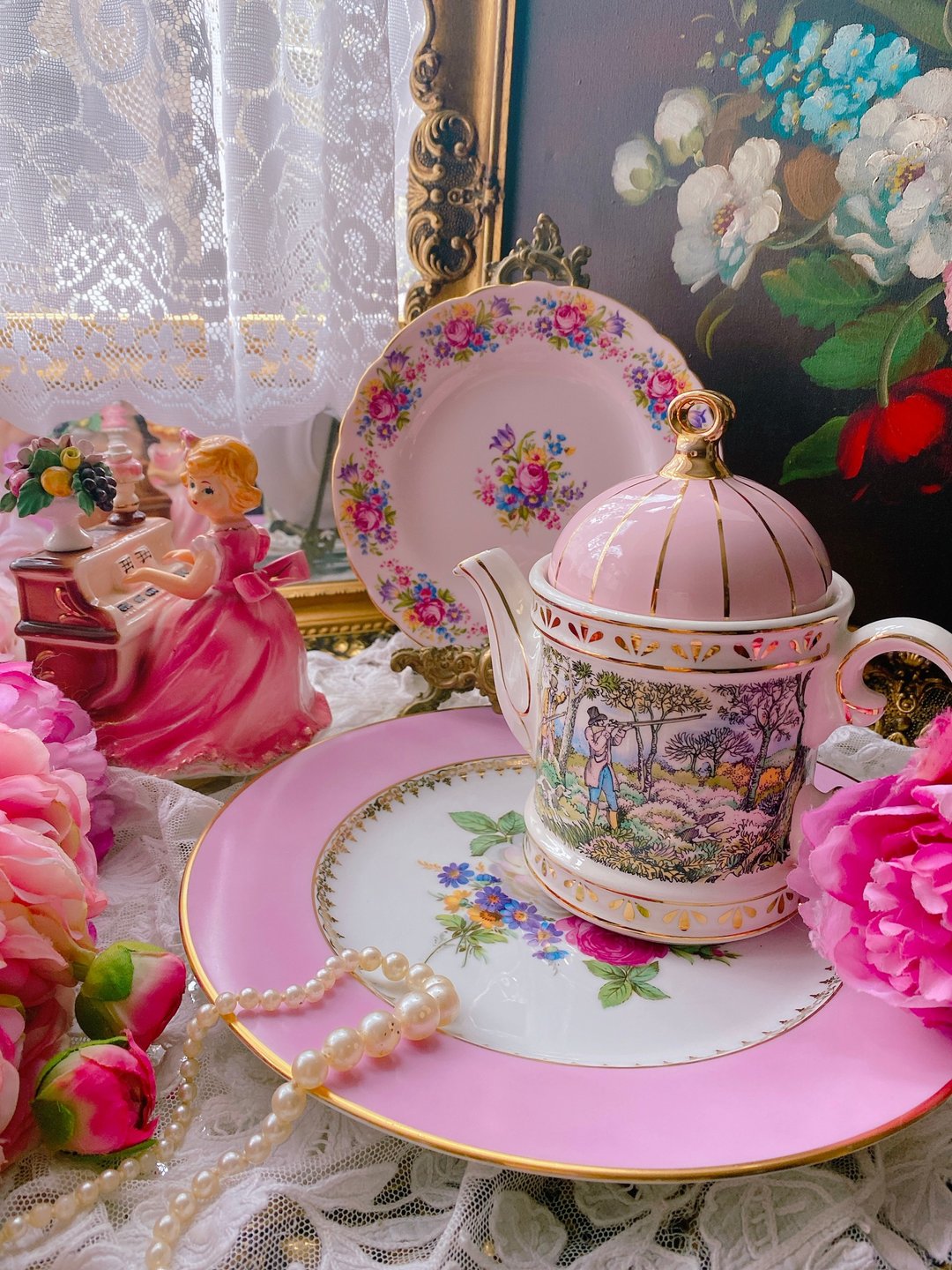 英国制 Sadler 粉红色打猎花茶壶欢乐下午茶系列可爱库存新品 - 茶具/茶杯 - 其他材质 粉红色