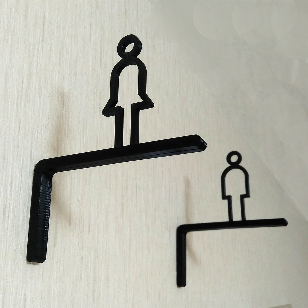 Restroom Sign,WC Sign,Bathroom Sign,Toilet Sign,Room Sign - 墙贴/壁贴 - 塑料 黑色