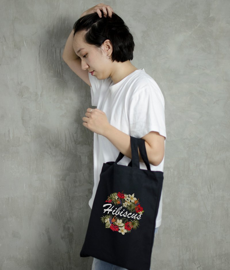 【定制化礼物】花卉系列 帆布托特包_直袋(双色) - 侧背包/斜挎包 - 棉．麻 蓝色