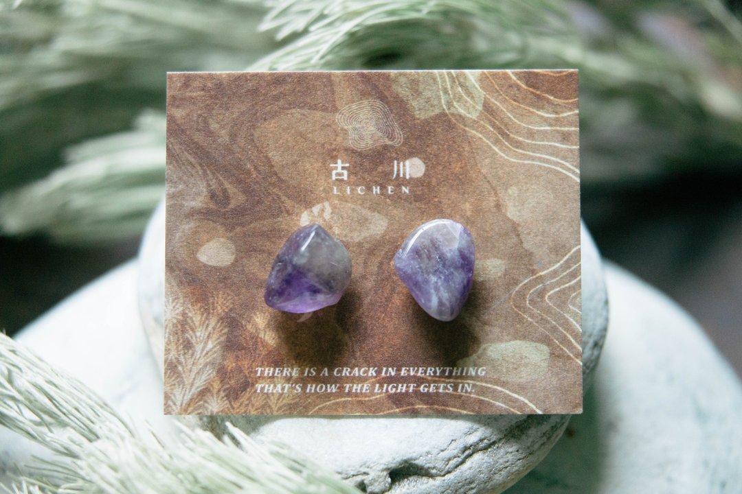 CRACK | 矿物系耳环 |  EARRINGS - 耳环/耳夹 - 玉石 紫色