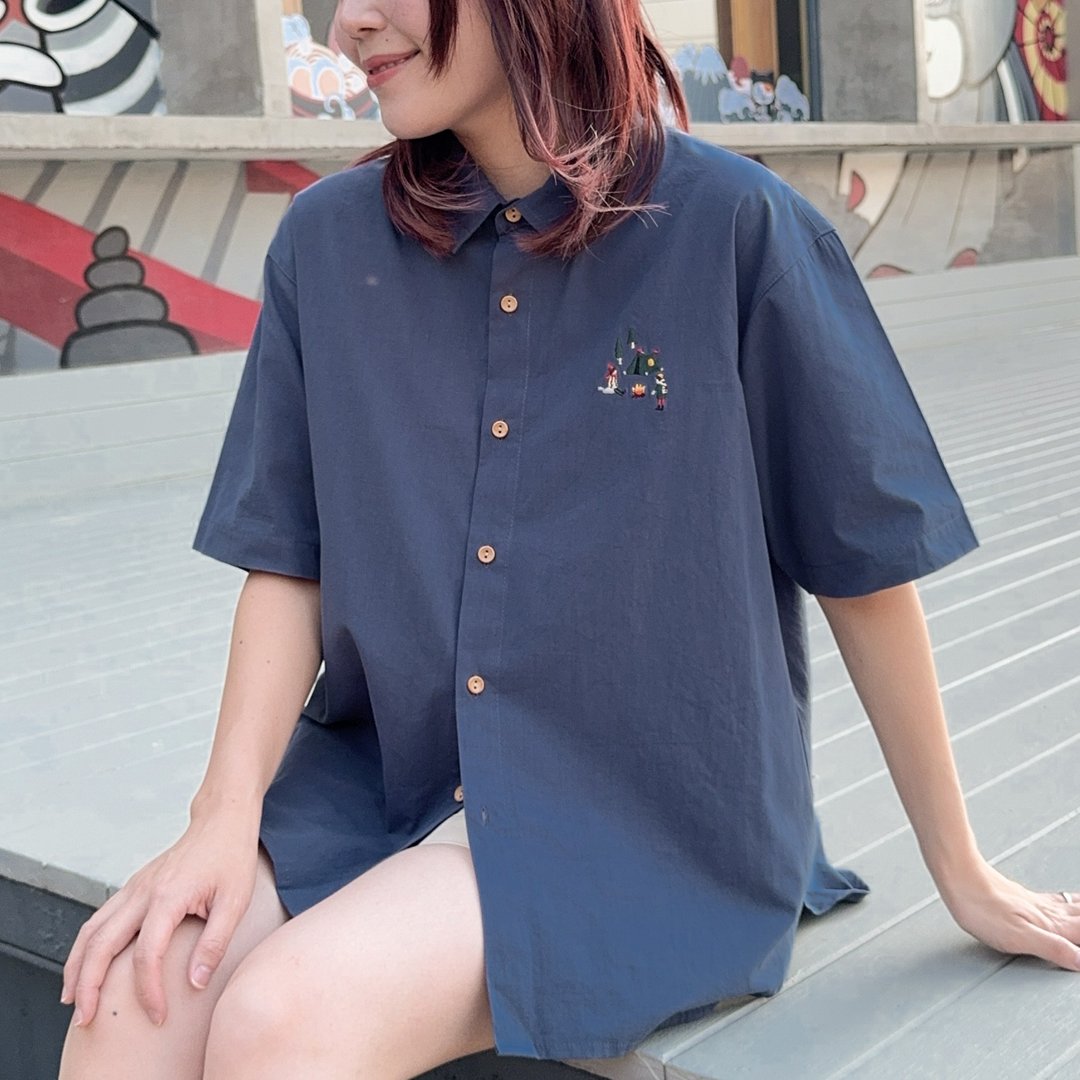 TaTar Shirt 衬衫  Blue 蓝色的 - 女装衬衫 - 棉 蓝色