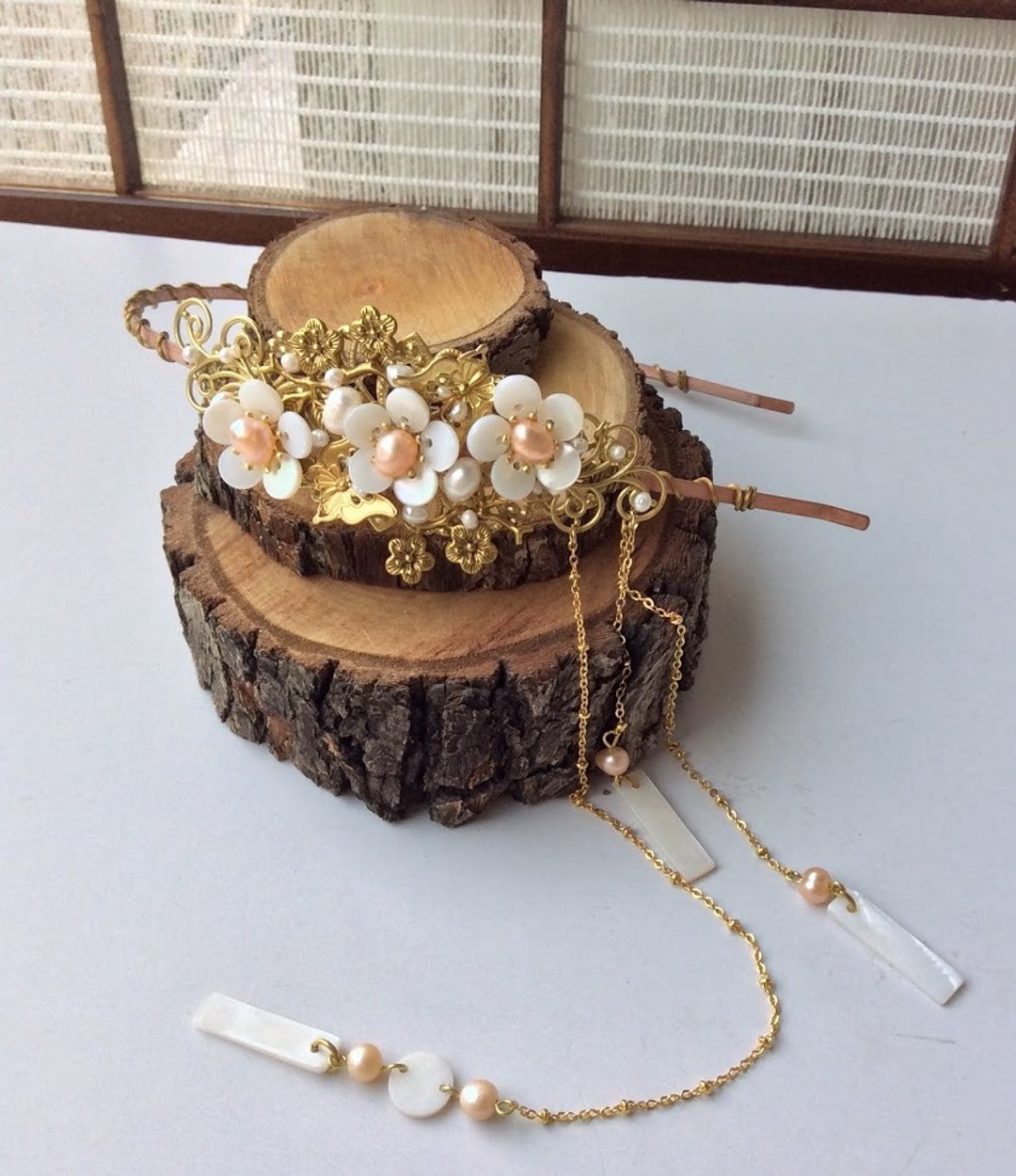 喵手作~原色贝壳梅花发箍 - 发饰 - 其他材质 