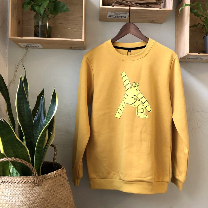 瑜珈小虎台制铺棉厚tee - 中性连帽卫衣/T 恤 - 棉 橘色