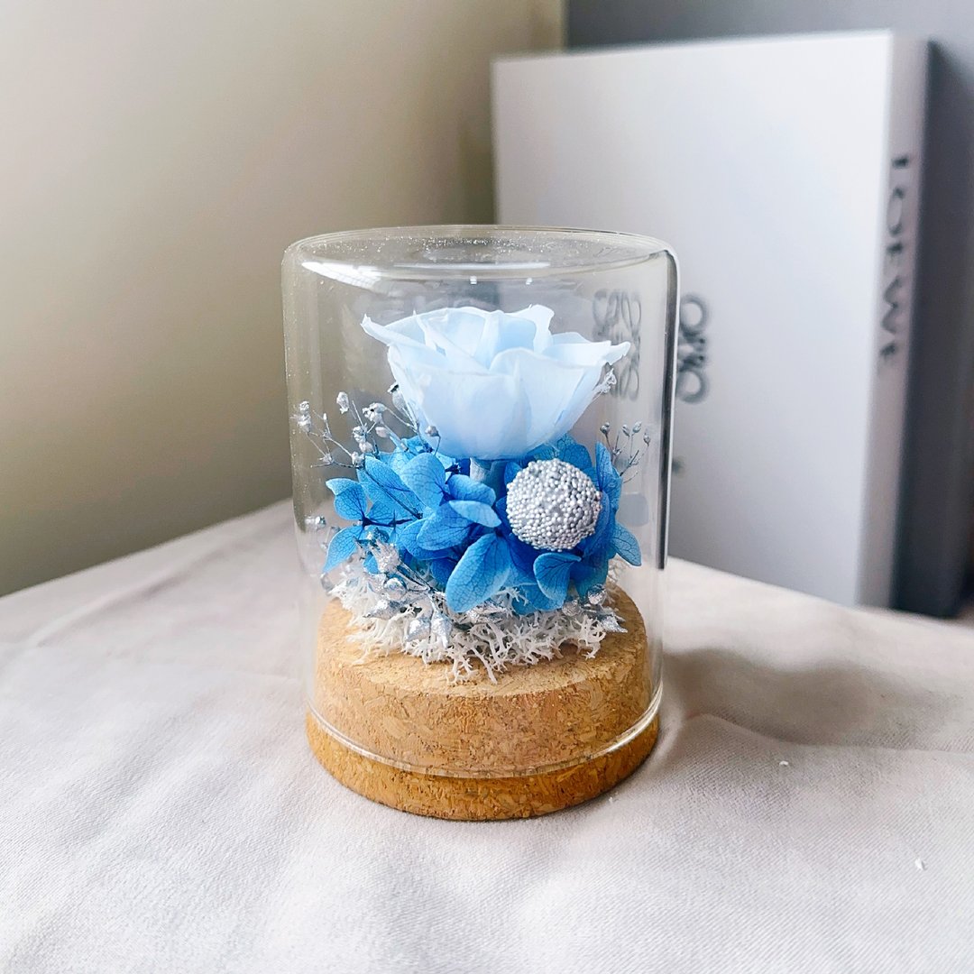 莳漫花间—浪语微光 永生花盅 玻璃盅 - 干燥花/捧花 - 植物．花 蓝色
