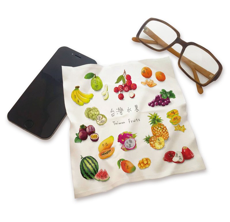 印花万用布 手绘水果 ll 擦拭布 - 眼镜盒/眼镜布 - 其他材质 白色