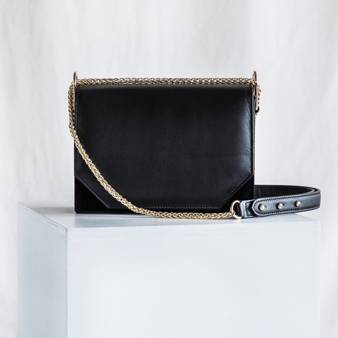PANDORA LARGE - WOMAN LEATHER SHOULDER BAG- BLACK - 侧背包/斜挎包 - 真皮 黑色