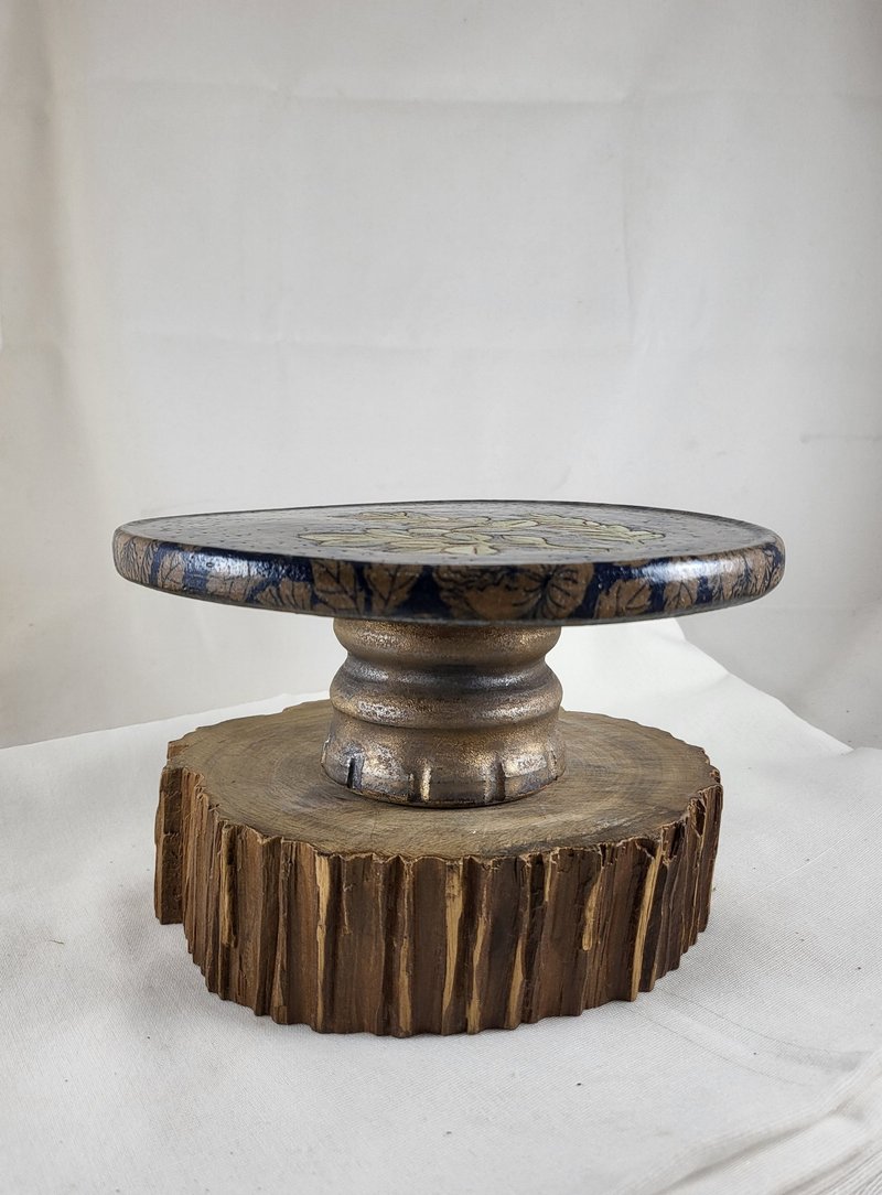 青花陶彩绘手工蛋糕盘点心盘 - 盘子/餐盘/盘架 - 陶 咖啡色