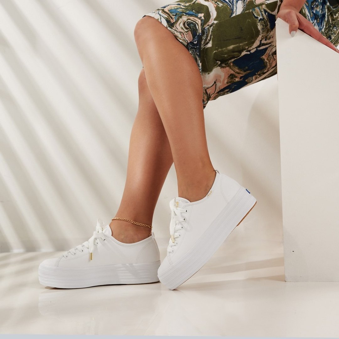 【小个子福星】Keds TRIPLE UP 厚底增高皮革小白鞋 9193W132811 - 女款休闲鞋 - 真皮 