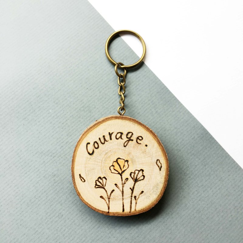 电烧画原木钥匙圈_Courage_可定制图案文字 - 杯垫 - 木头 透明