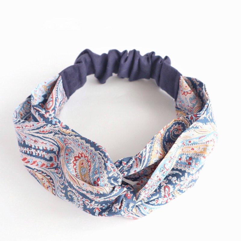 Adult-colored ugly Paisley Liberty (Felix and Isabella) hair band - 发带/发箍 - 棉 蓝色